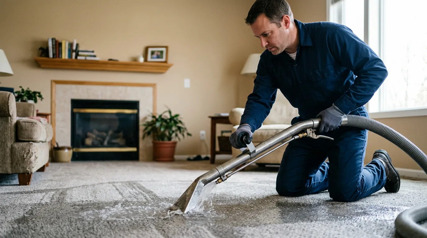 Water damage restoration technician working near Brownstown, PA